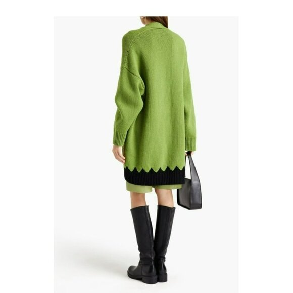 Missoni $795 Green Knit Geometric Long Length Cardigan Sweater Medium NWT - Picture 3 of 9